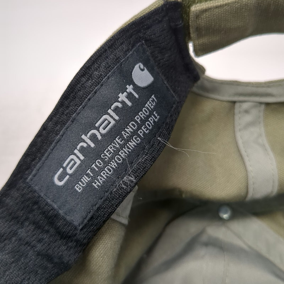 Carhartt Baseball Cap Green One Size Leather Logo Patch Duck Strapback Hat