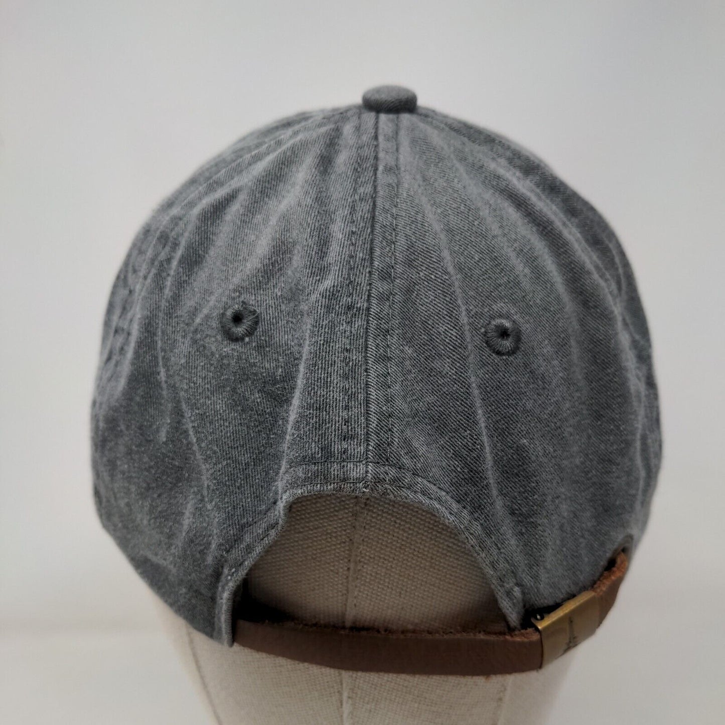 Adams Slideback Hat Gray One Size Embroidered Logo Leather Strap Lined