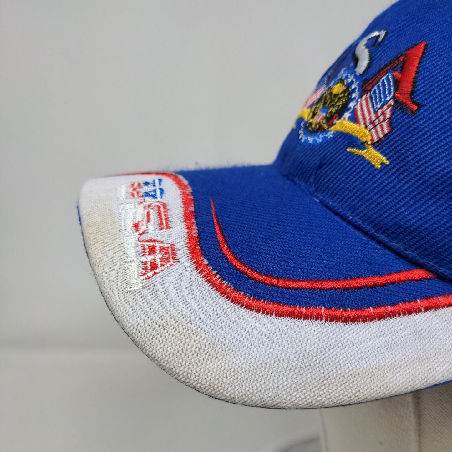 USA Strapback Hat Blue One Size Adjustable Embroidered Vent Holes
