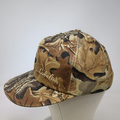 Cabela's 5 Panel Brown Advantage Camo Hat Vintage Made in USA Snapback Hunting