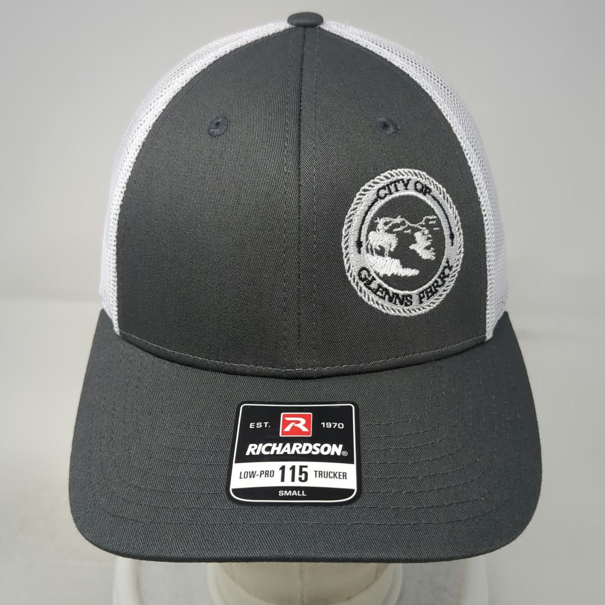 Richardson Trucker Hat Gray S City of Glenns Ferry Mesh Snapback Low Pro 115