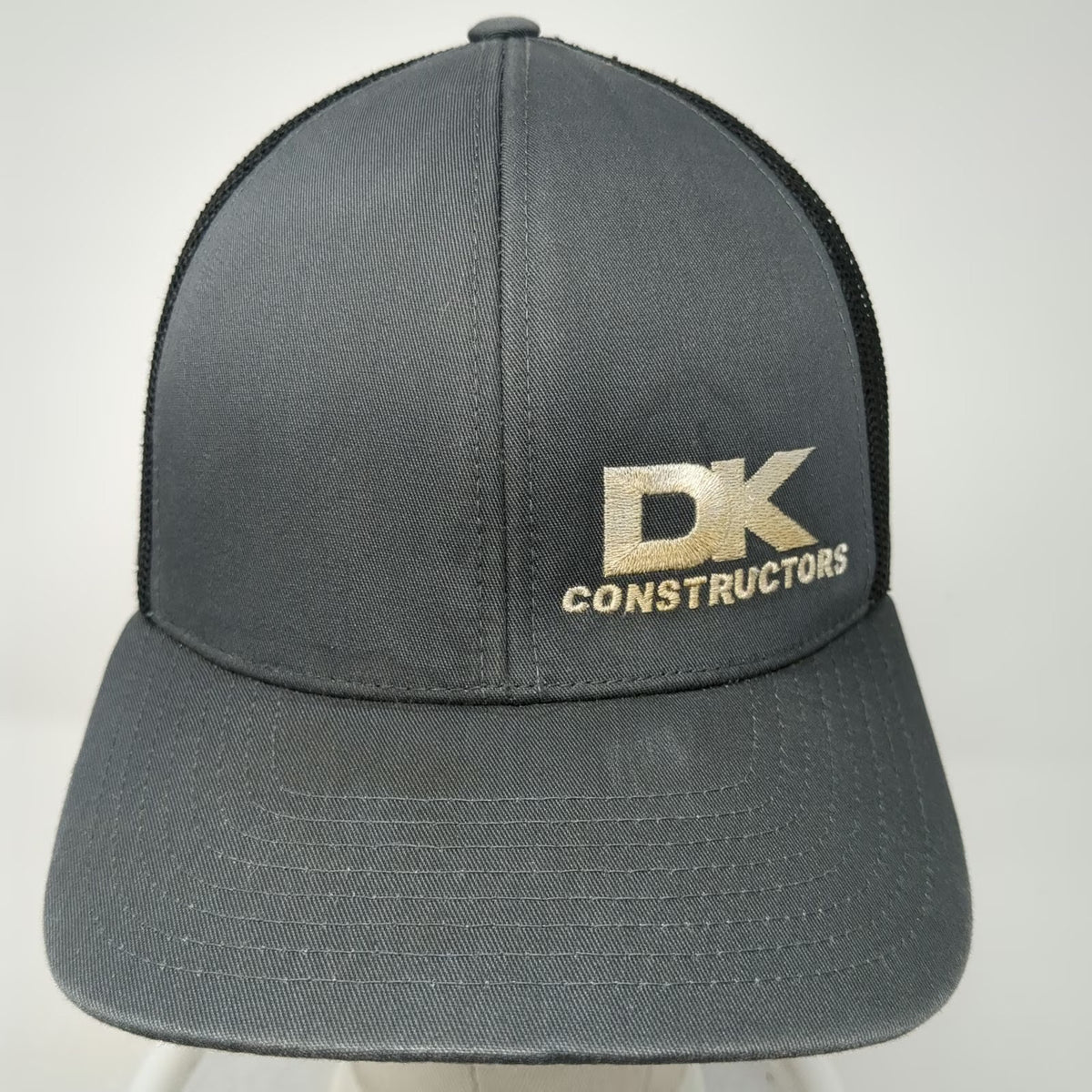 Pacific Headwear Trucker Hat Gray Black One Size DK Constructors Mesh Snapback