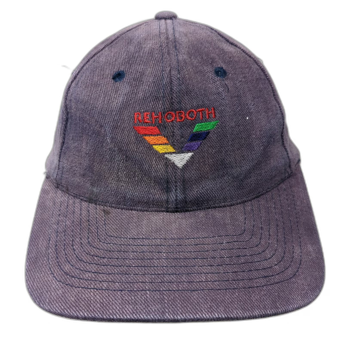 zkapz Baseball Cap Blue One Size Rehoboth Rainbow Leather Strap Slideback hat