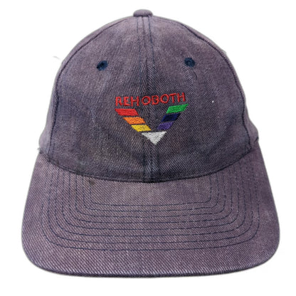 zkapz Baseball Cap Blue One Size Rehoboth Rainbow Leather Strap Slideback hat