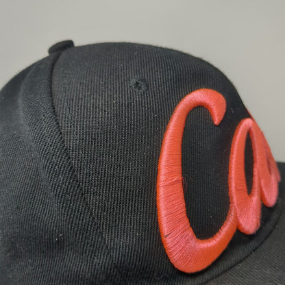 Cali Script 3D Embroidery Snapback Black One Size Hat Flat Bill California Star