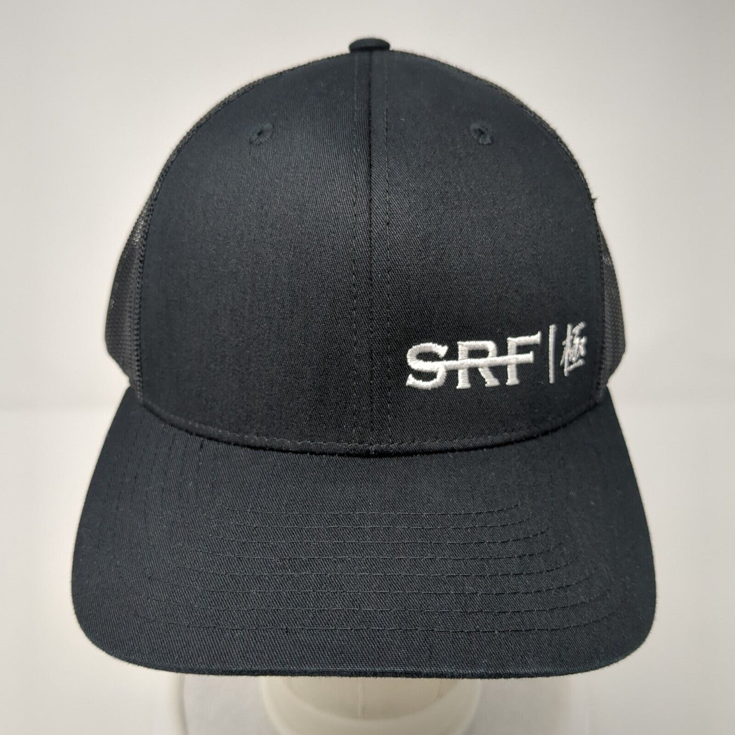 SRF Snapback Trucker Hat Black One Size Adjustable Mesh Back 6 Panel Richardson