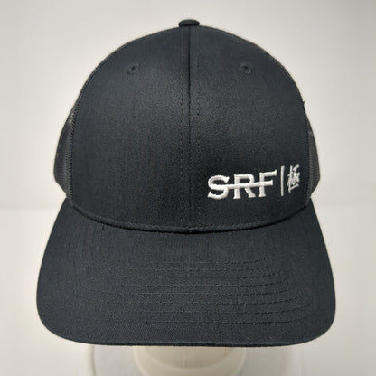SRF Snapback Trucker Hat Black One Size Adjustable Mesh Back 6 Panel Richardson