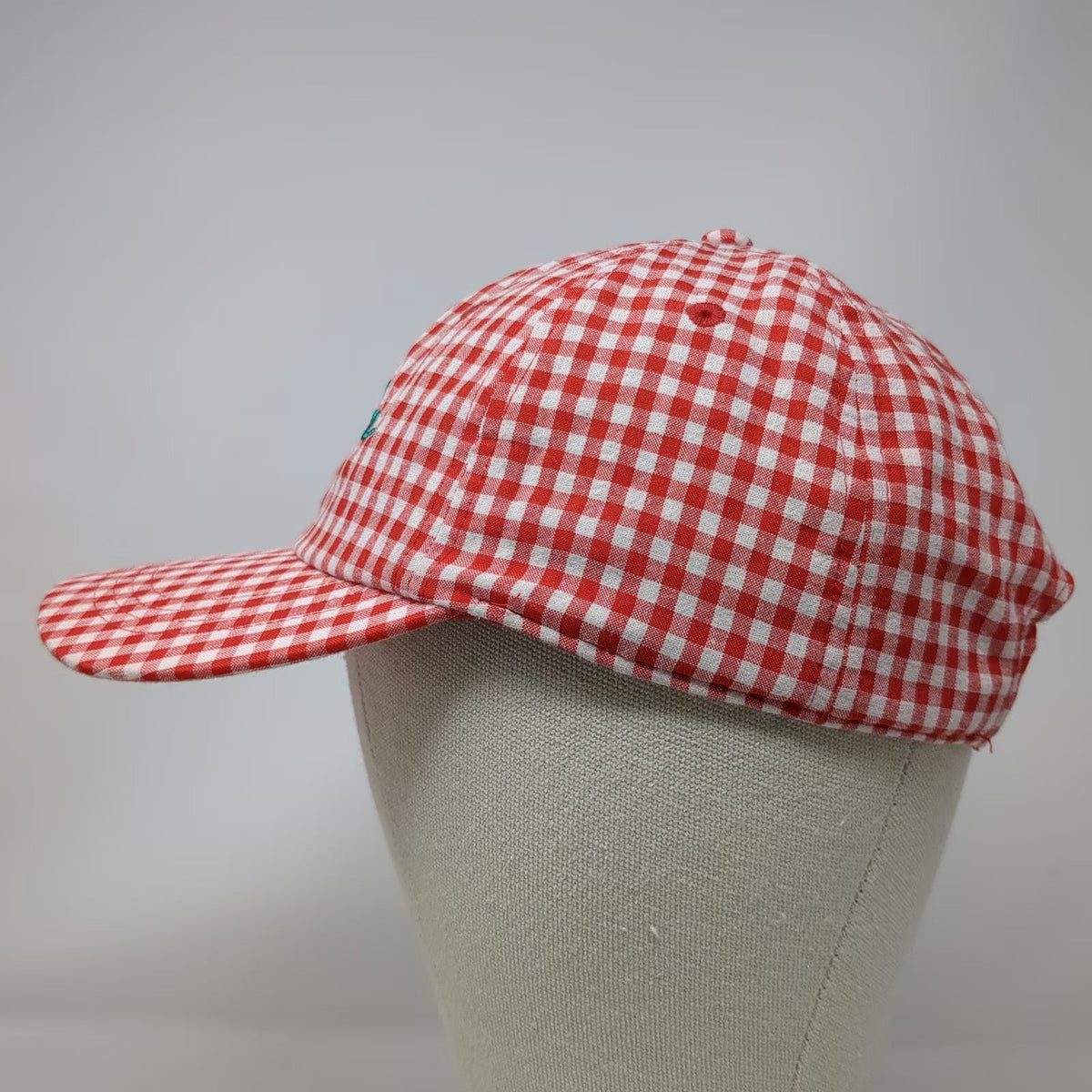 Old Navy Baseball Cap Red White Green One Size Gingham Aloha Embroidery Hat