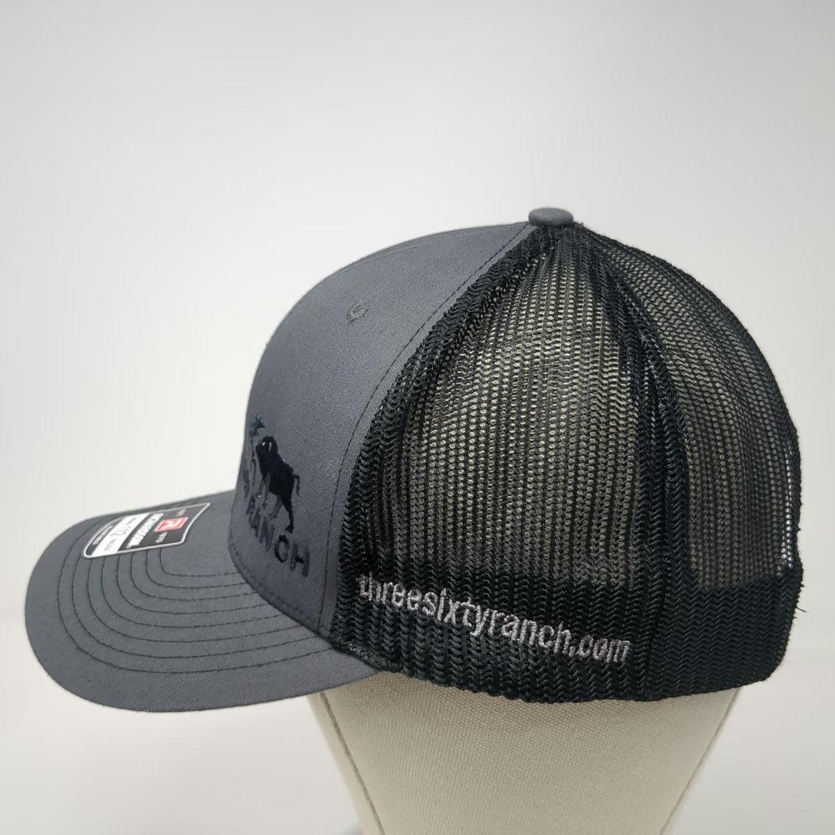 Richardson Trucker Hat Gray One Size 360 Ranch Boar Logo Mesh Snapback 112
