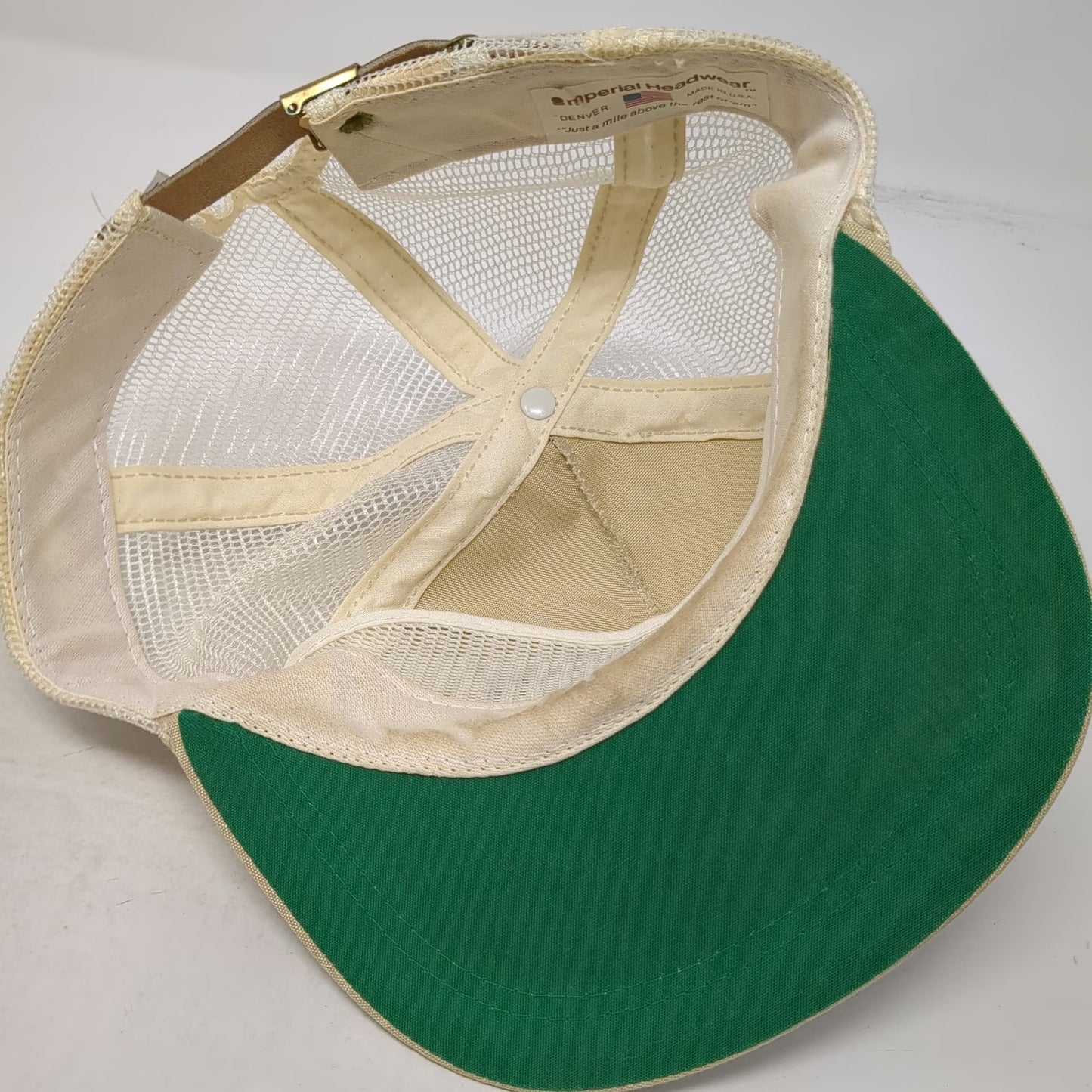 Imperial Baseball Cap Beige South Fork Lodge Idaho Trout Rope Fish Hat Vintage