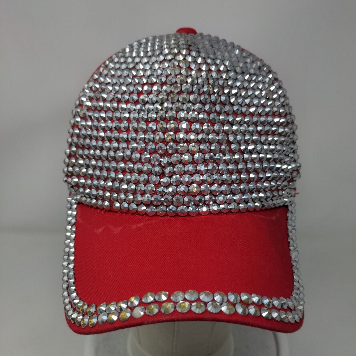 Unbranded Women's Bling Shiny Rhinestone Slideback Hat Red 100% Cotton