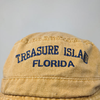 Unbranded Women's Bucket Hat Tan Embroidered Treasure Island Florida Logo