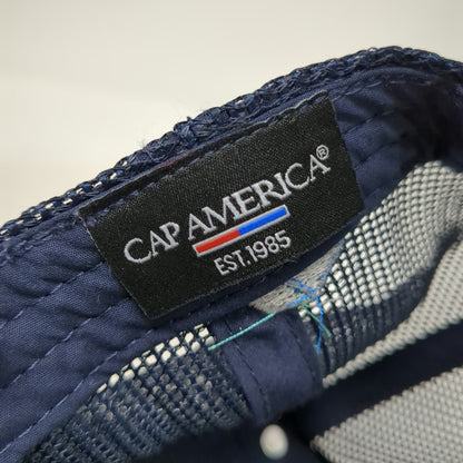 Cap America Trucker Hat Blue One Size Kount Equifax Patch Snapback Mesh Back
