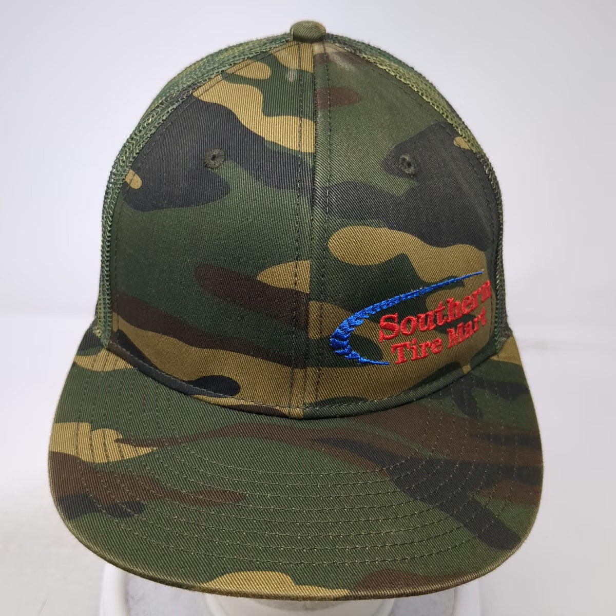 OTTO Southern Tire Mart Trucker Hat Green Snapback One Size Mesh Camo Logo