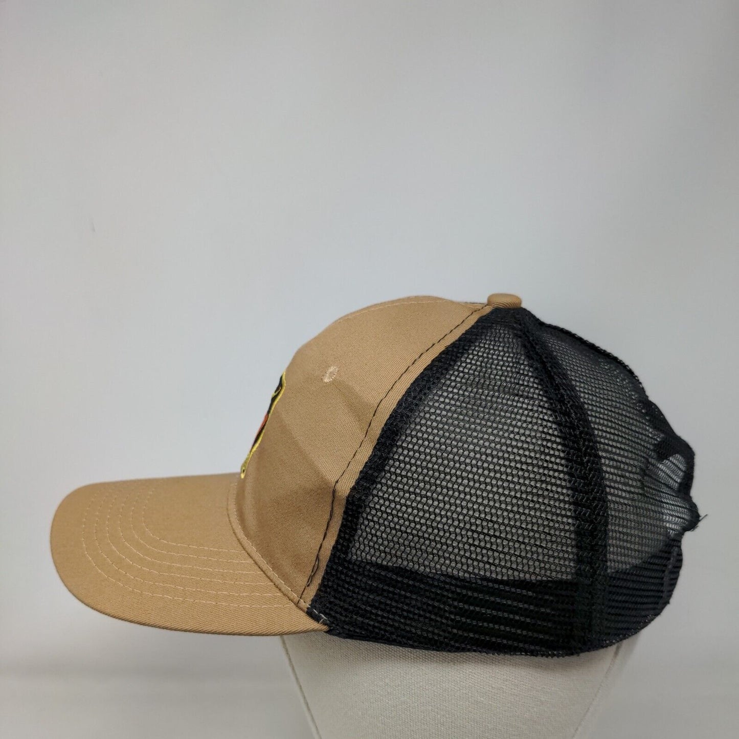 NRA Golden Eagles Snapback Mesh Back Trucker Hat Tan One Size Colorblock
