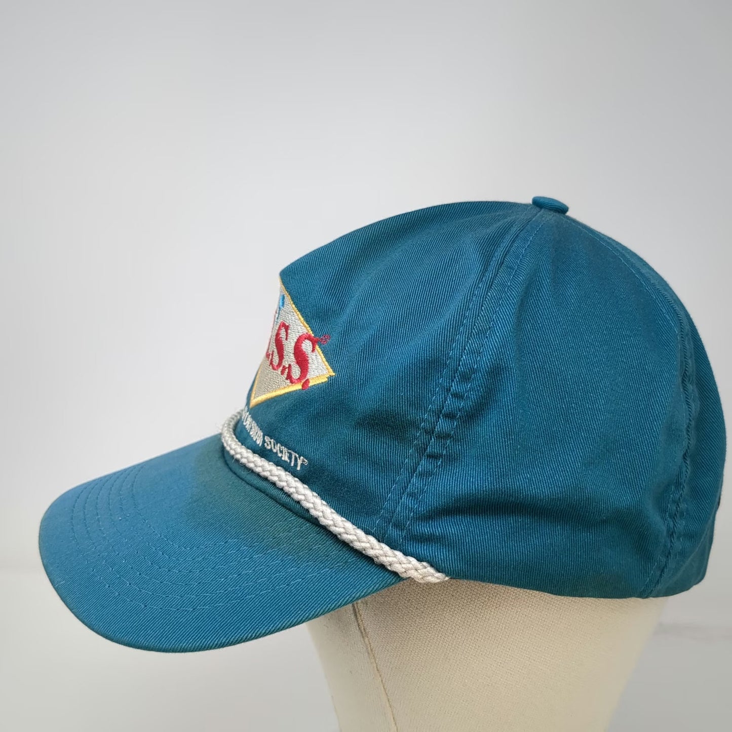Bass Anglers Sportsman Society B.A.S.S. Trucker Blue Hat OS Rope USA Vintage