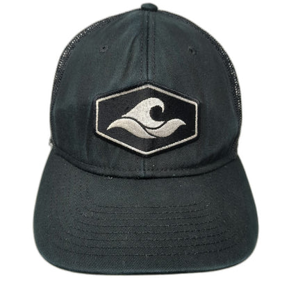 Otto Trucker Hat Black One Size Mesh Back Snapback Wave Patch Structured Crown
