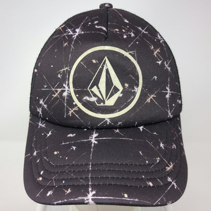 Volcom Trucker Hat Black One Size Starburst Print Mesh Back Snapback Logo Hat
