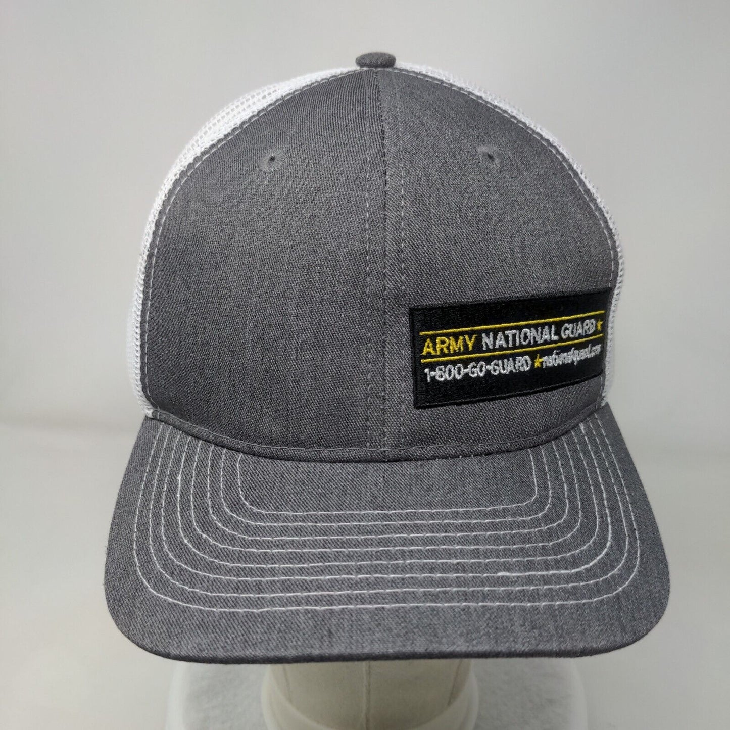 Army National Guard 1-800- Go-Guard Snapback Trucker Hat Gray OSFA Adjustable