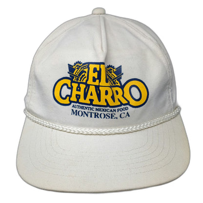 Headwear II 5 Panel White Hat OSFM Snapback El Charro Mexican Food Rope Green