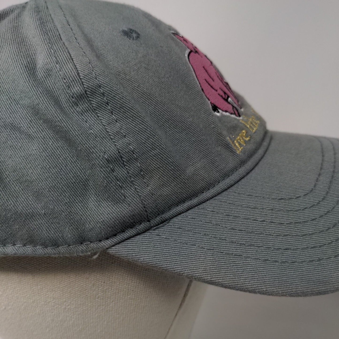 Live Life Simply Pig Slideback Hat Gray OSFM Embroidered Simply Southern