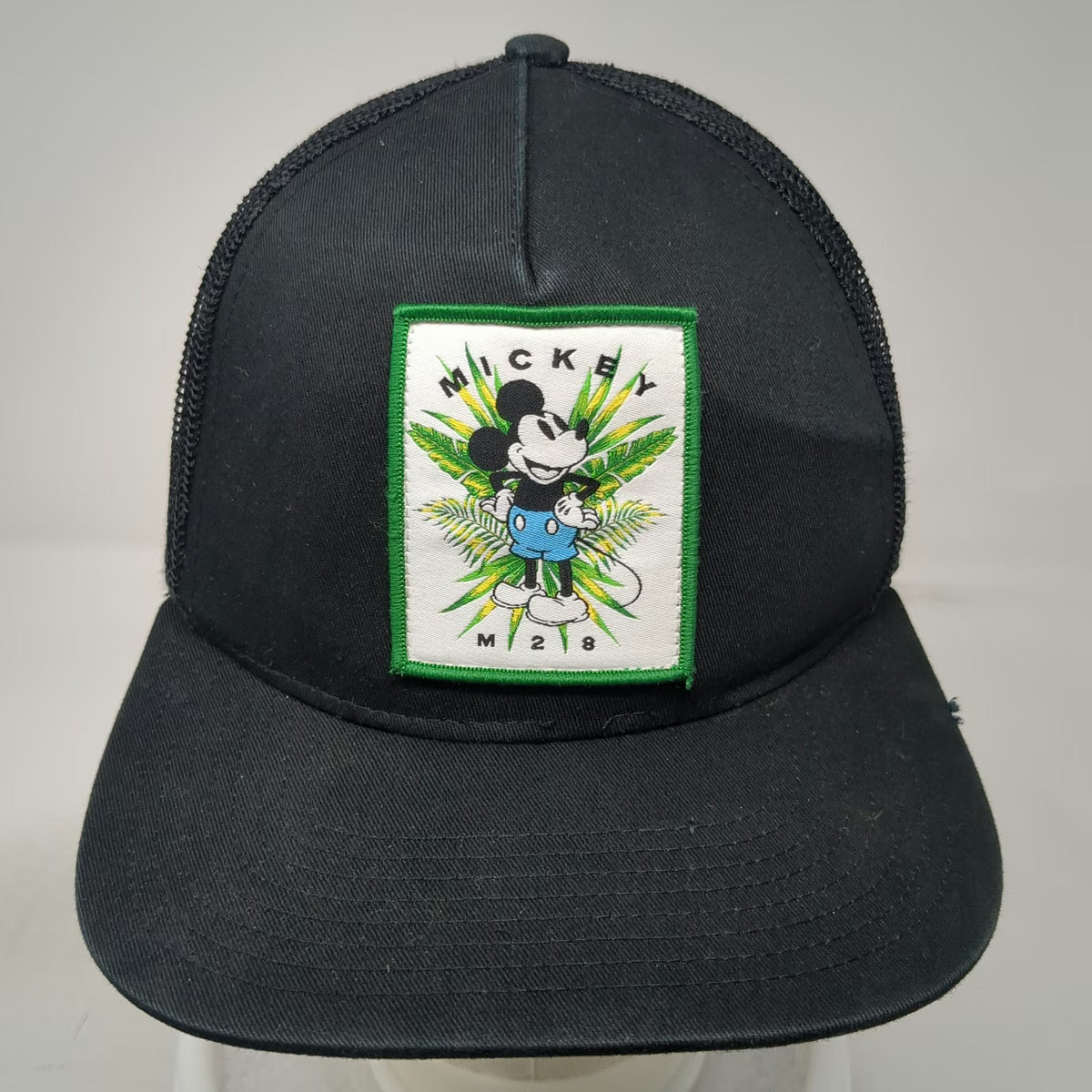 Neff Trucker Hat Black OSFM Mickey Mouse Disney Patch Mesh Snapback Flat Bill