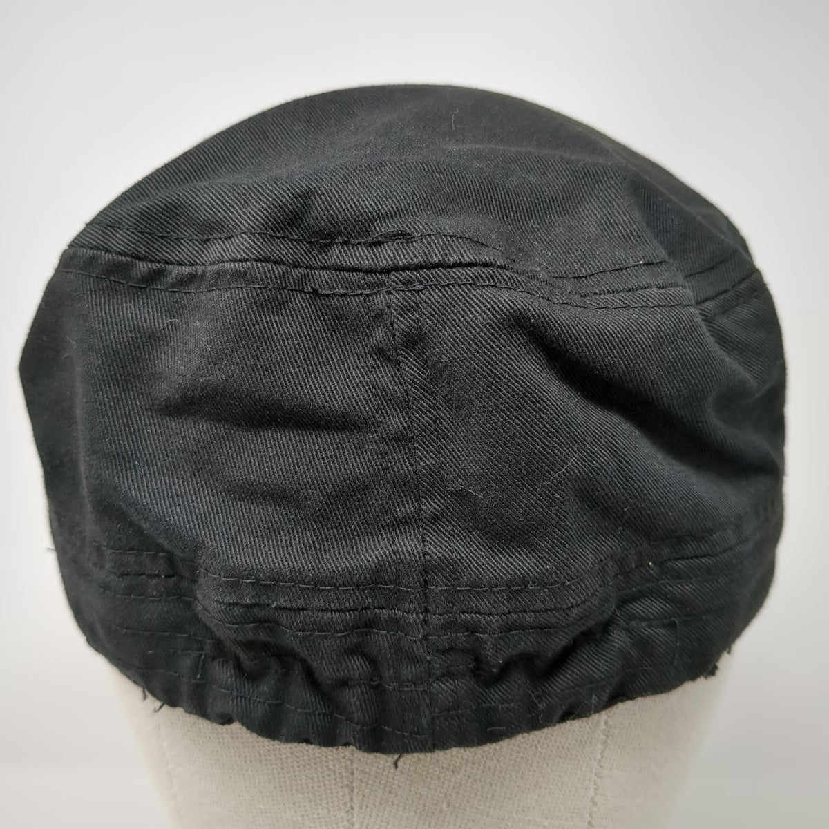 Army Cap Black One Size Cross Crown Rhinestone Distressed Biker Gothic Rock Hat