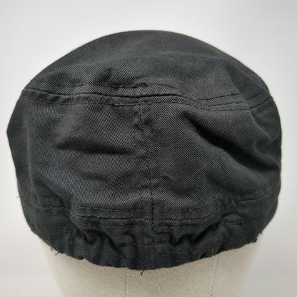 Army Cap Black One Size Cross Crown Rhinestone Distressed Biker Gothic Rock Hat