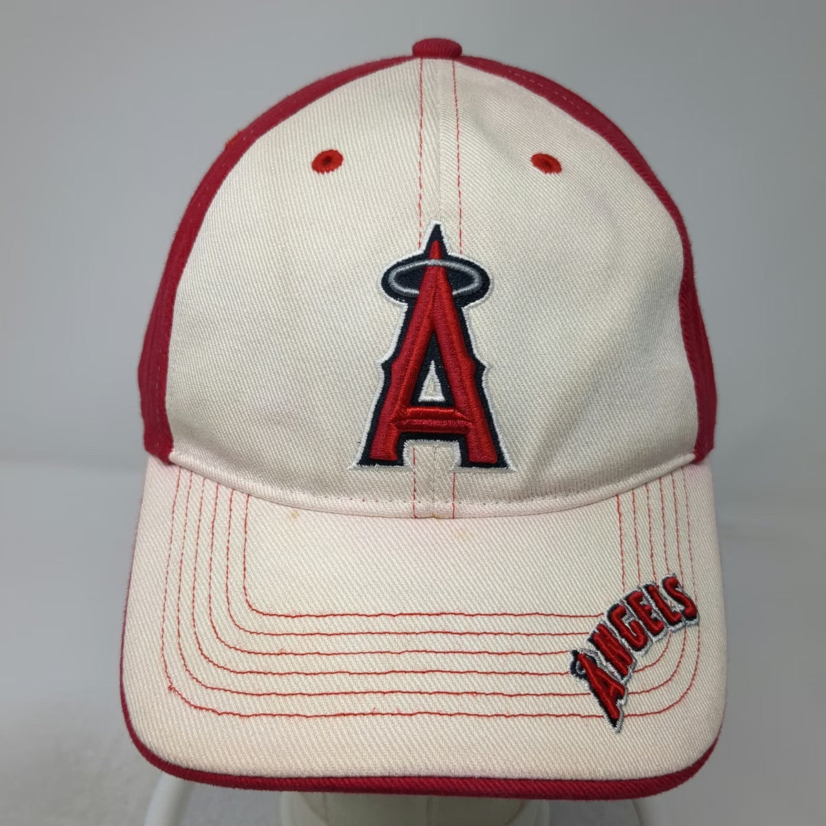 Genuine Los Angeles Angels Baseball Cap White Red One Size MLB Strapback Hat