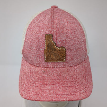 Idaho Leather Patch Snapback Trucker Hat Red M/L Mesh Back Richardson