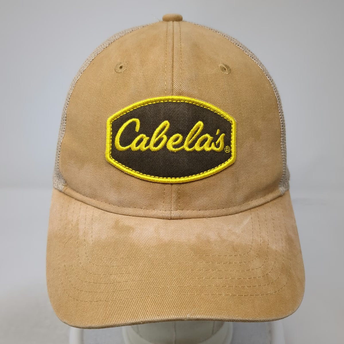 Cabela's Trucker Hat Brown One Size Snapback Mesh Back Embroidered Patch hat