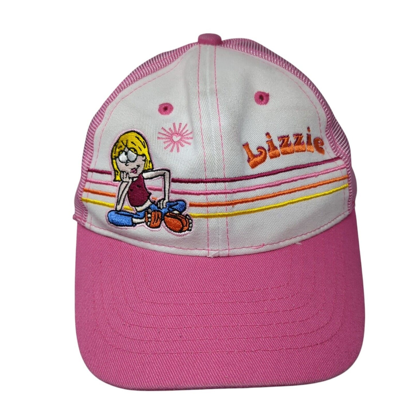 Lizzie Girls Strapback Trucker Hat Pink XS/S Adjustable Mesh Embroidered Disney