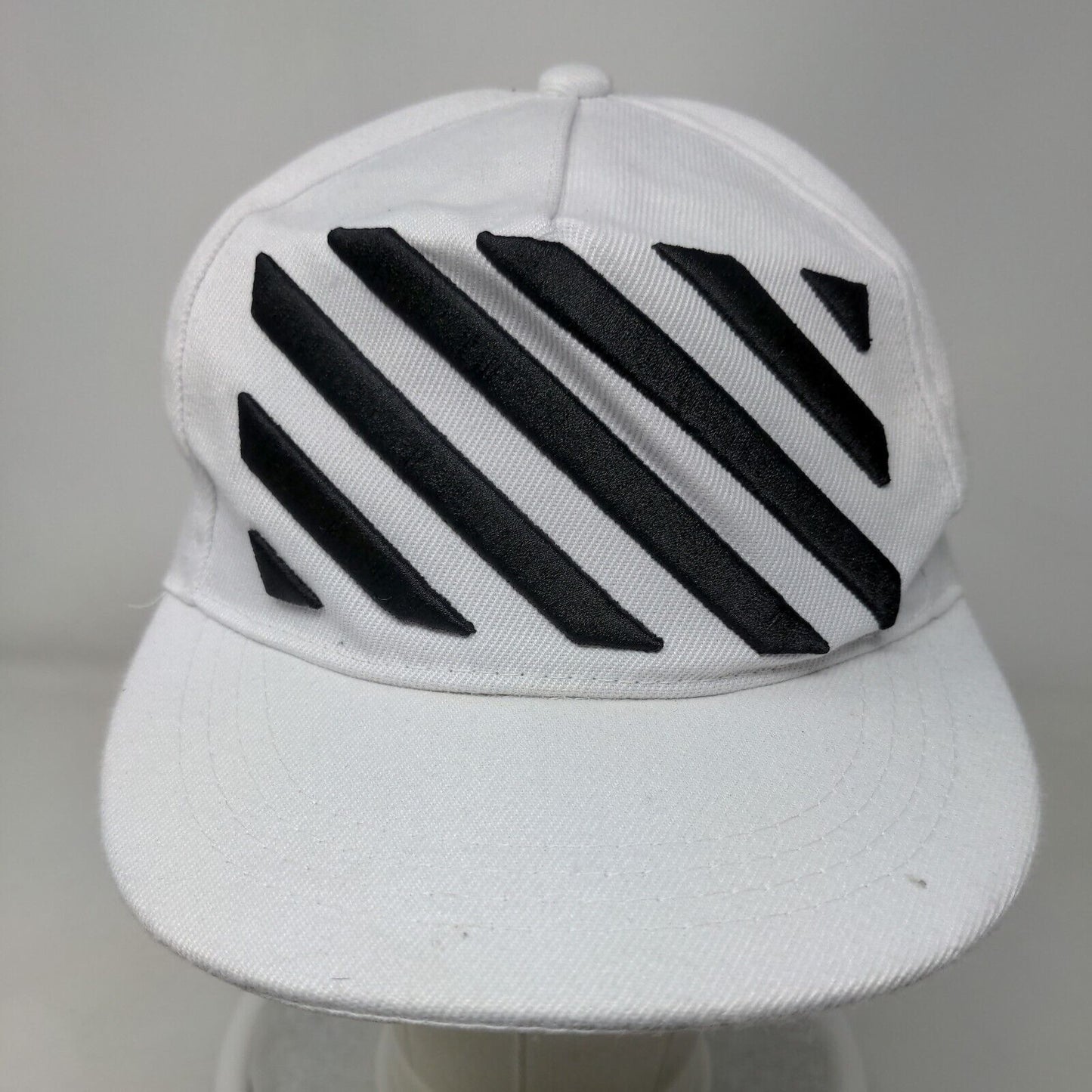Unbranded Snapback Hat White One Size Adjustable Striped Vent Holes