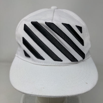 Unbranded Snapback Hat White One Size Adjustable Striped Vent Holes