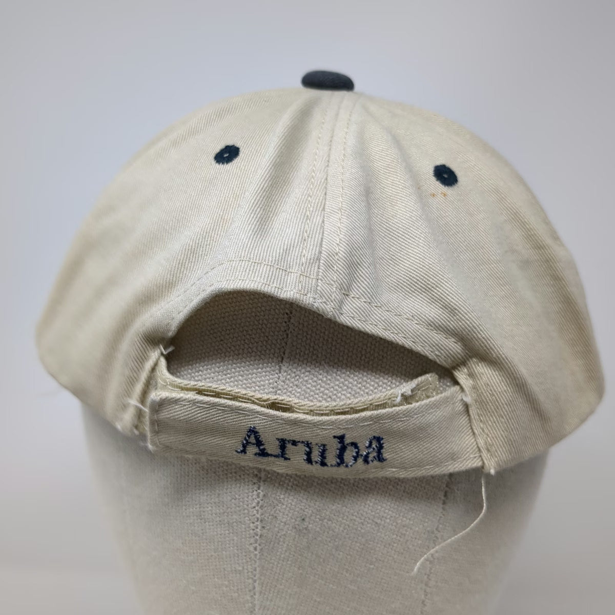 Aruba Pirate Flag Baseball Cap Beige Blue One Size Fish Skeleton Caribbean Hat