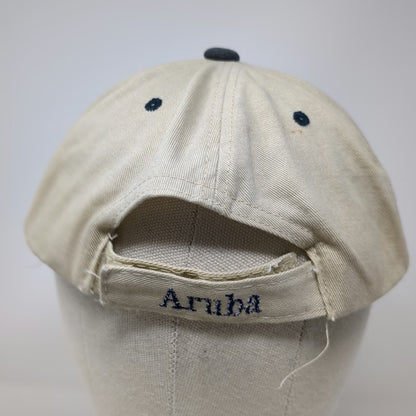 Aruba Pirate Flag Baseball Cap Beige Blue One Size Fish Skeleton Caribbean Hat