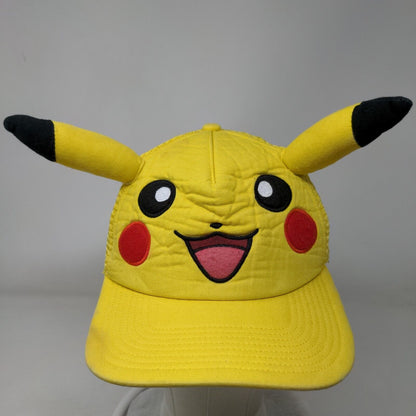 Pokemon Pikachu Ears Snapback Trucker Hat Yellow OSFM Adjustable Embroidered