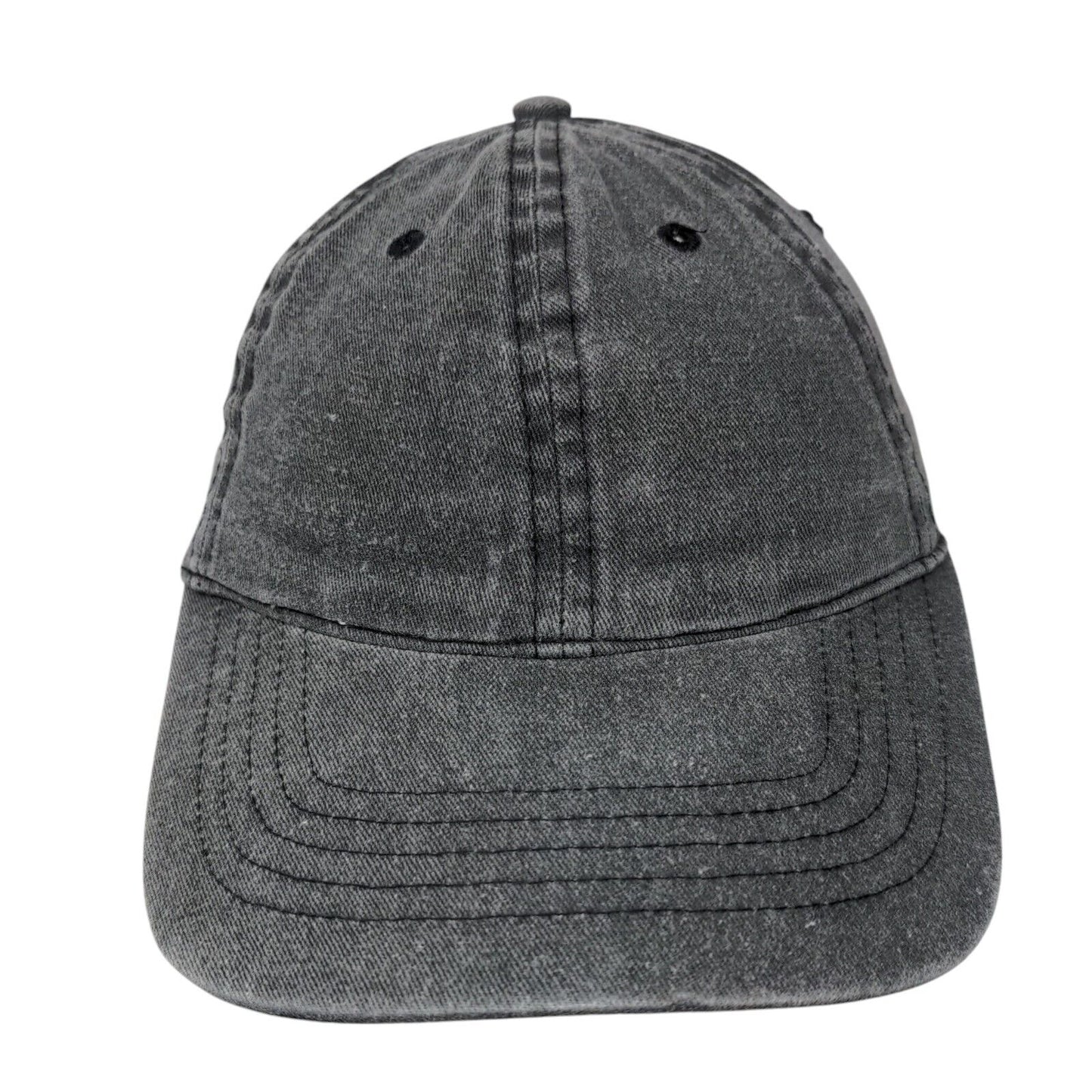 Unbranded Strapback Hat Solid Gray Black Soot OSFM Adjustable Blank