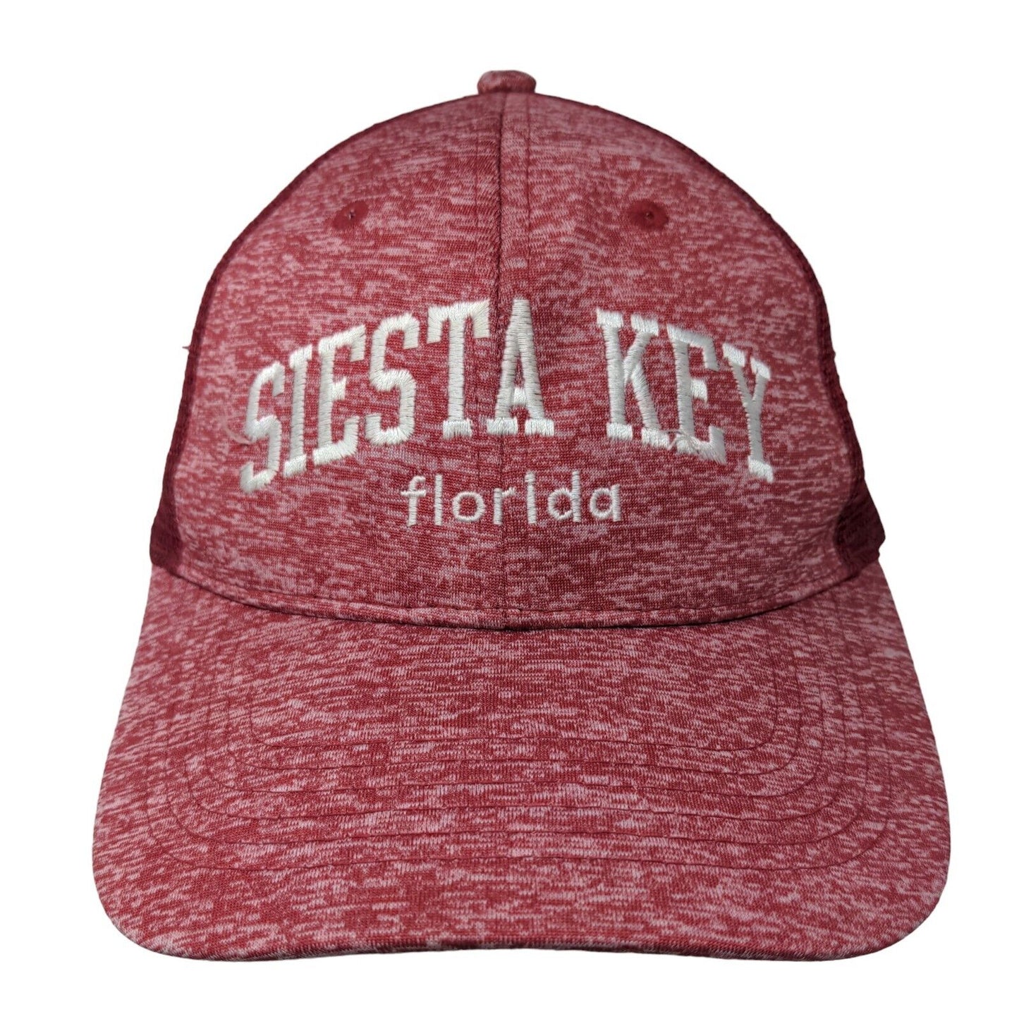 Siesta Key Florida Snapback Mesh Back Trucker Hat Red One Size 6 Panel