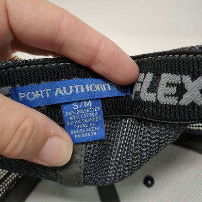Port Authority Baseball Cap Gray Hat M Mesh Back Fitted American Flag Logo