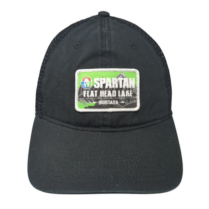 Spartan Flat Head Lake Montana Trucker Hat Black One Size Adjustable Mesh Back