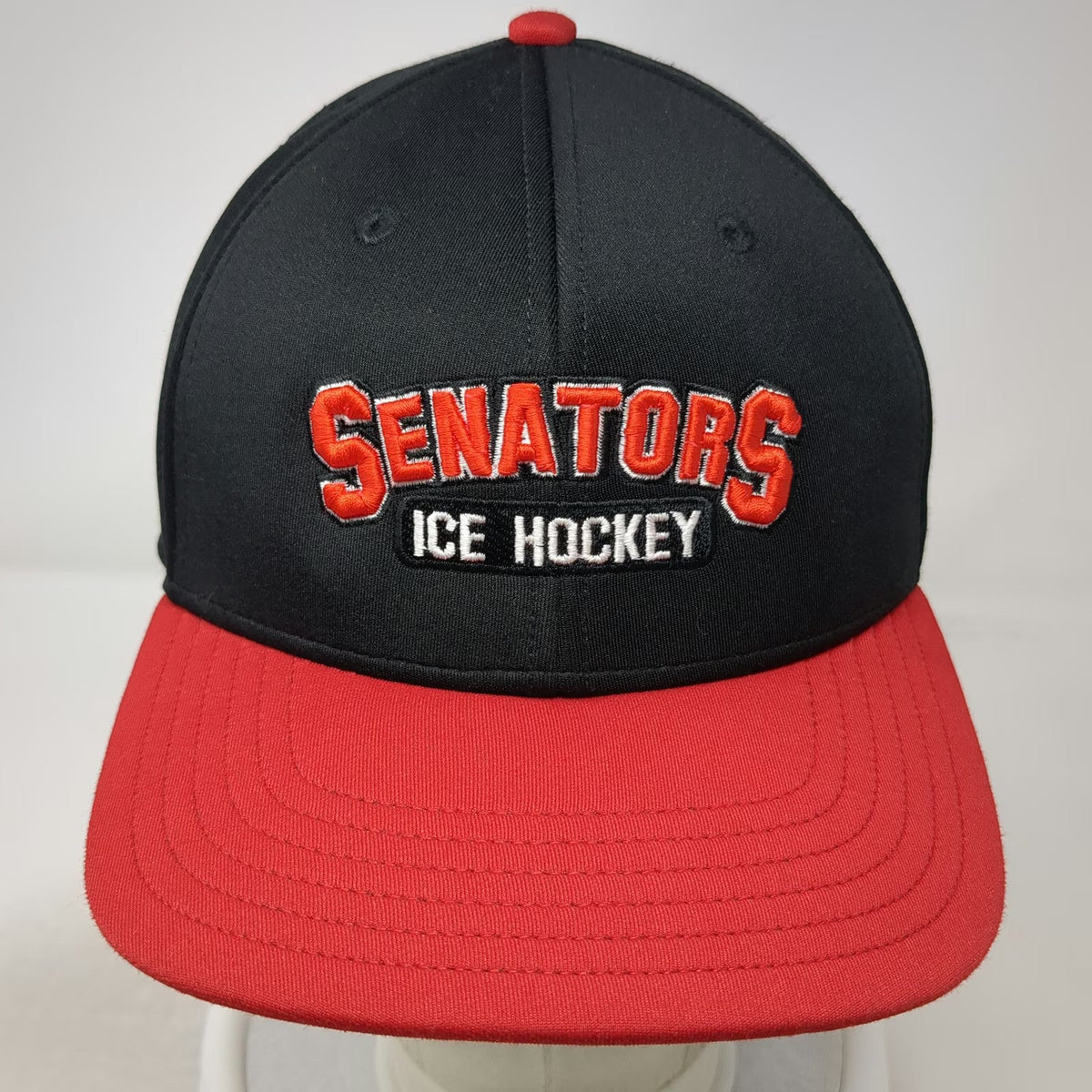 OC Sports Senators Ice Hockey Baseball Cap Black Red L Stretch Fit Performance