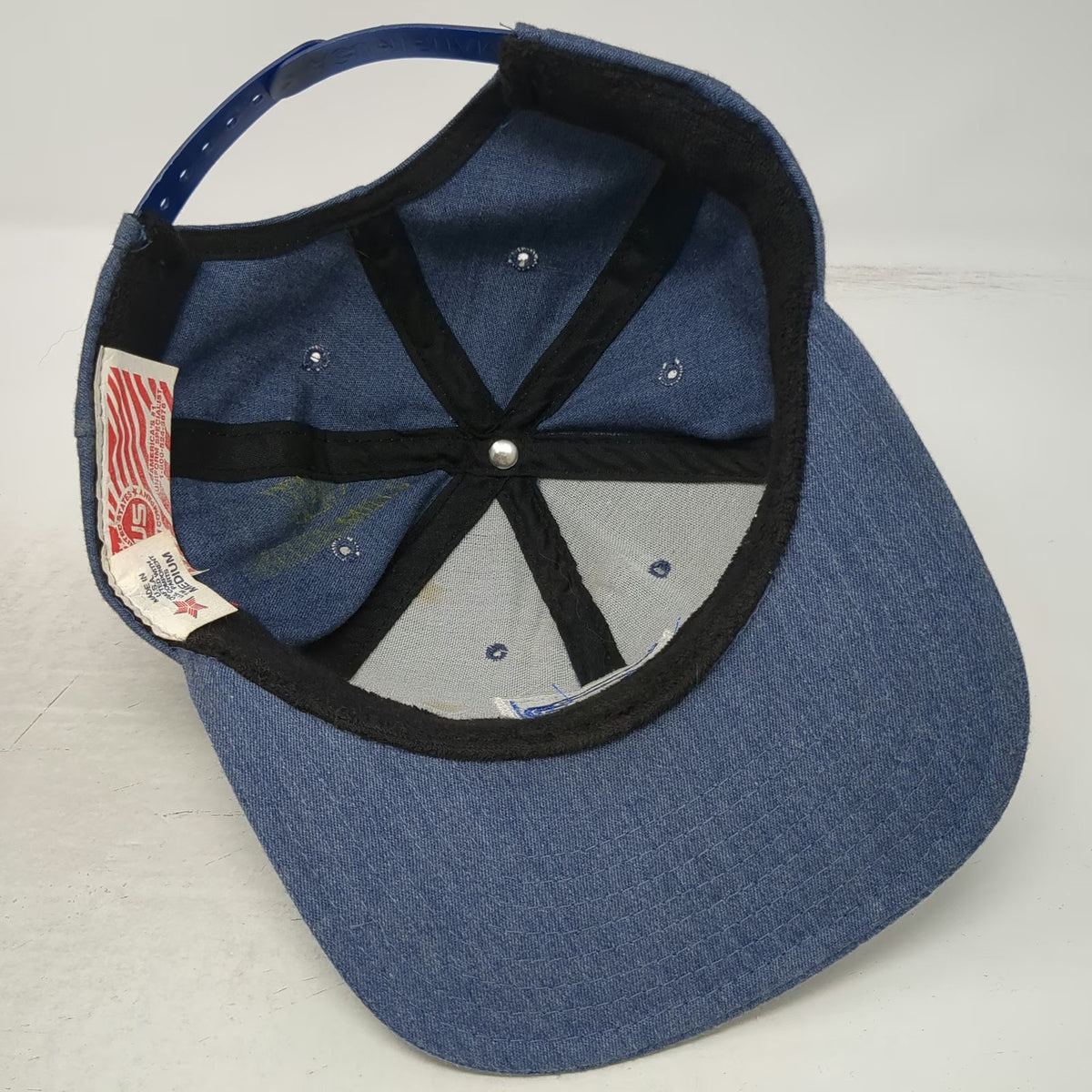 US United States Uniform Company Snapback Blue M USPS Logo Denim Hat USA Vintage