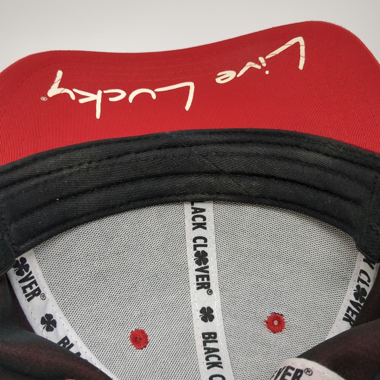 Black Clover Baseball Cap Red M Live Lucky Clover Logo Stretch Performance Hat