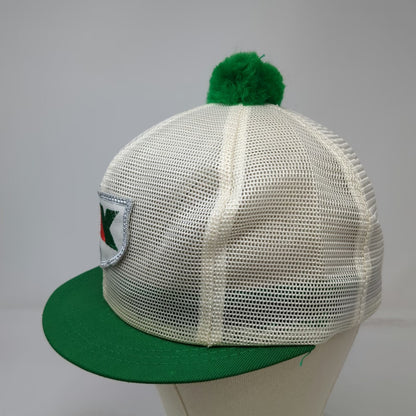 HNK Trucker Hat White Green Pom Pom NK Shield Logo Mesh Snapback Farm Vintage