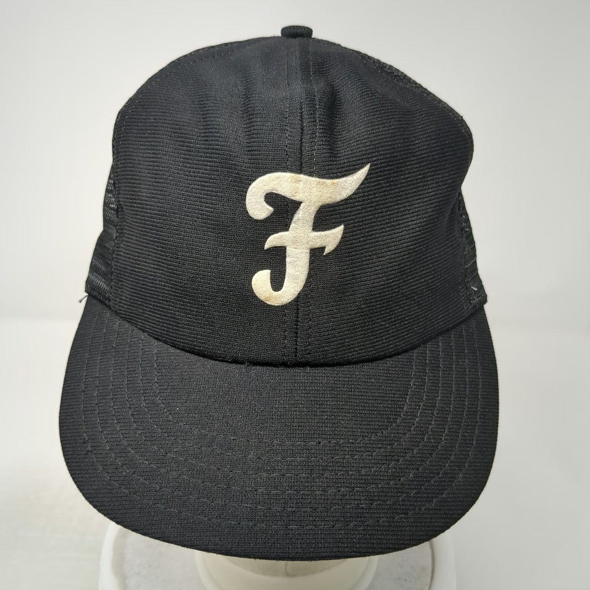 Reynolds Trucker Hat Black One Size Script F Logo Mesh Snapback Made in USA