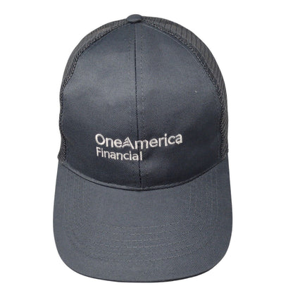 One America Financial Snapback Trucker Hat Gray OSFA Mesh Back Solid