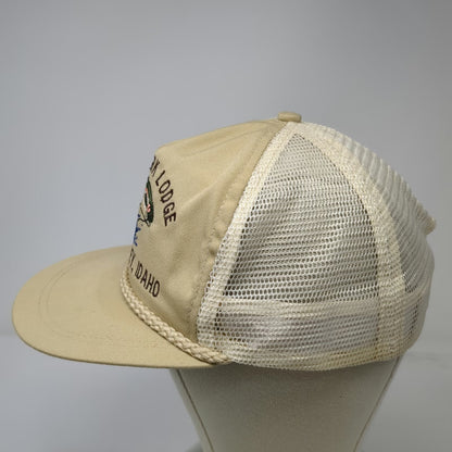 Imperial Baseball Cap Beige South Fork Lodge Idaho Trout Rope Fish Hat Vintage
