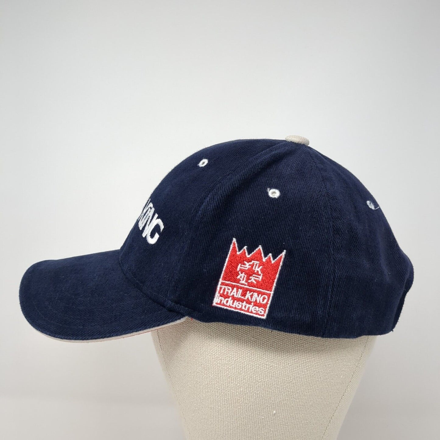 Trail King Strapback Hat Blue One Size Adjustable Embroidered Patriotic Cotton