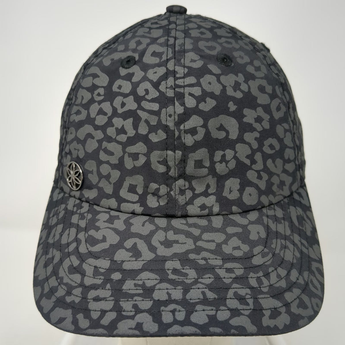 Gaiam Baseball Cap Black Gray One Size Leopard Print Athletic Fitness Yoga Hat